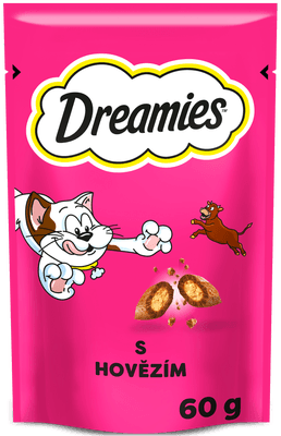 Dreamies Polštářky s hovězím masem doplňkové krmivo pro kočky a koťata