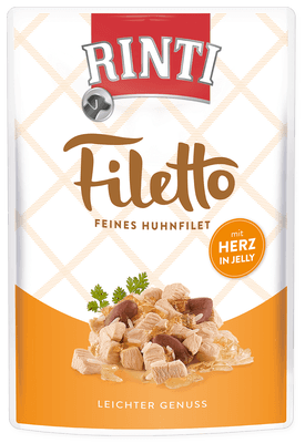 Rinti Filetto Adult kuřecí a kuřecí srdce v želé, kapsička pro psy