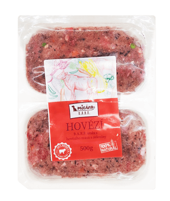 Mixáno BARF - hovězí s jemnou zeleninou a ovocem pro psy 2x250g