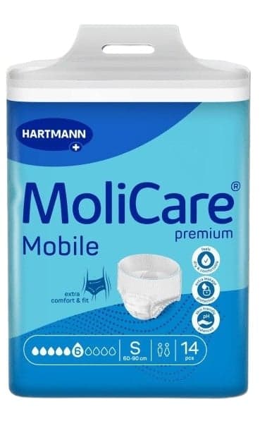 KALHOTKY NAVLÉKACÍ MOLICARE MOBILE 6 KAPEK S BOKY 60-90CM,1374ML,14KS