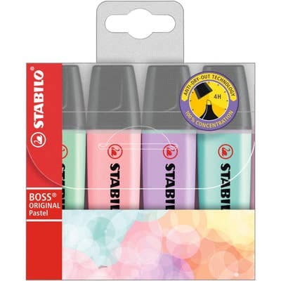 Stabilo Zvýrazňovač - Boss Original Pastel - 4 ks sada - zelená, růžová, fialová, tyrkysová