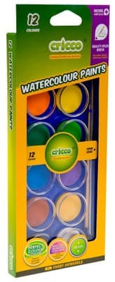 Cricco Vodové barvy - 12 barev, 28 mm + štětec