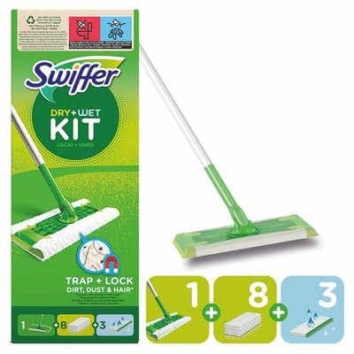 Swiffer Startovací Sada Sweeper (1 násada, 8 prachovek, 3 čisticí ubrousky)