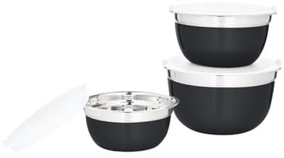 Toro Sada 3ks misek s víkem průměrem 14, 16, 18 cm, nerez, černá