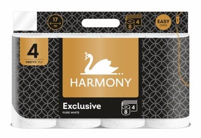 Harmony Exclusive Pure White Toaletní papír, 4vrstvý, 8 rolí