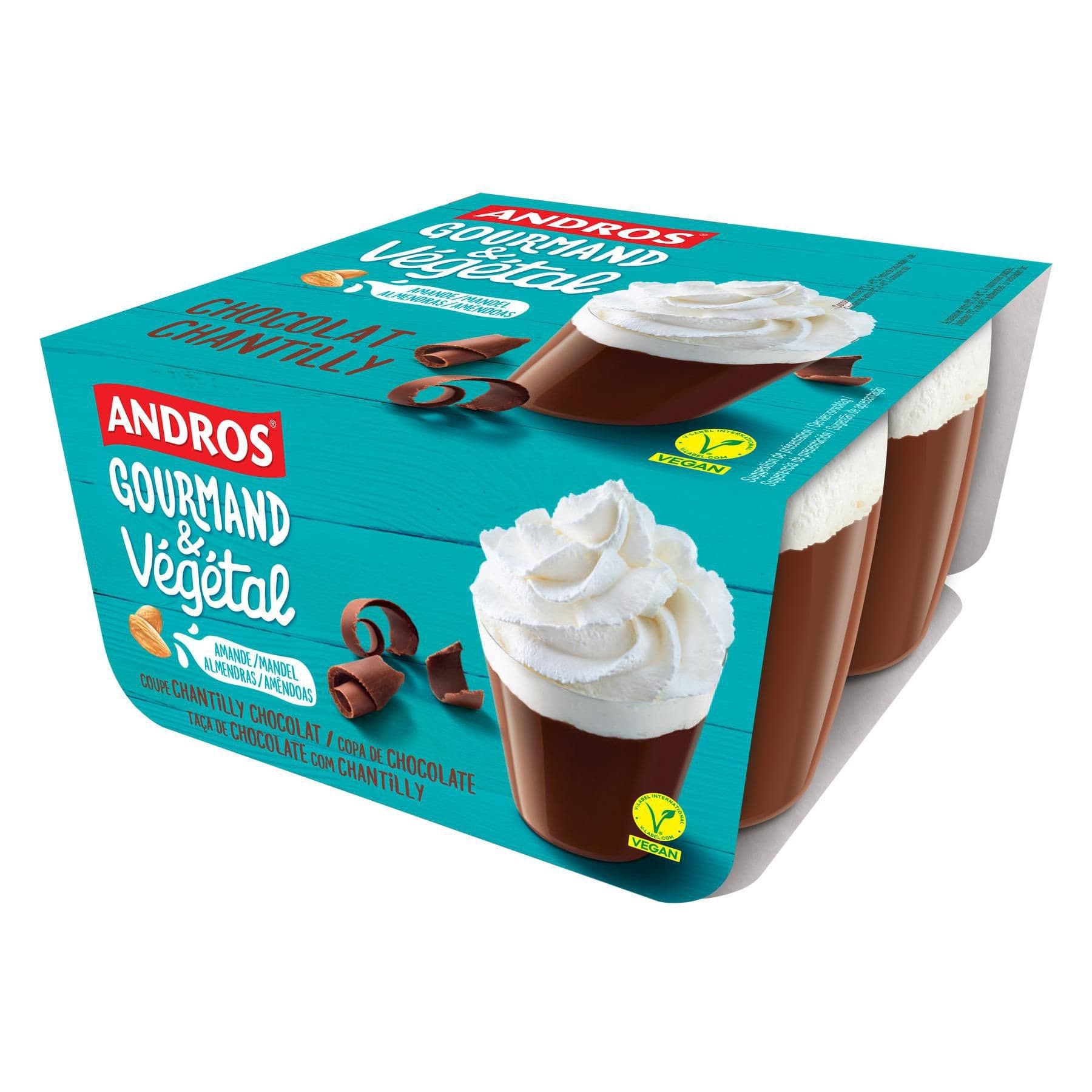 Andros Gourmand & Végétal Čokoládový dezert se šlehačkou 4x90 g