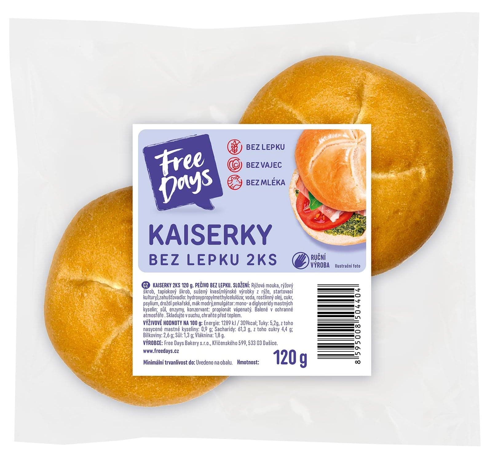 Free Days Kaiserky bez lepku, 2 ks