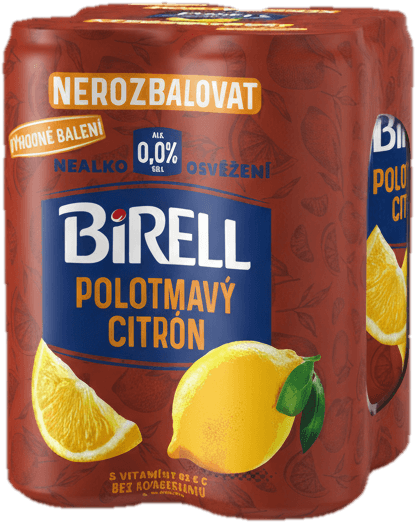 Birell 0.0 Polotmavý citron nealkoholické pivo 4×0,33 l plech