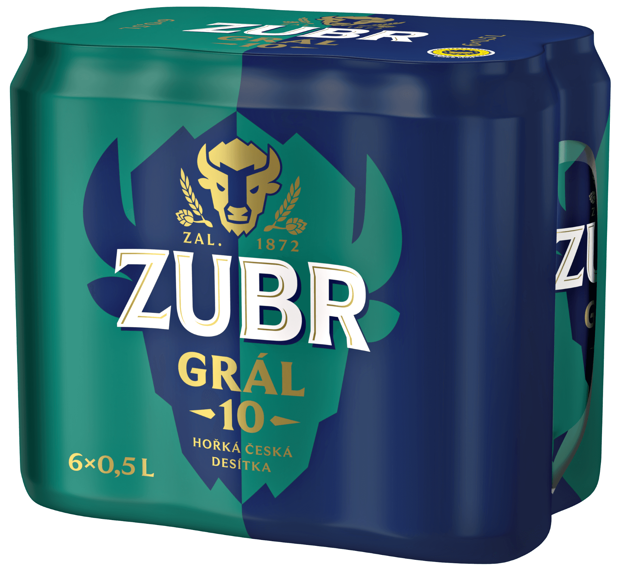 Zubr Grál 10 výčepní pivo plech (6×0,5 l)
