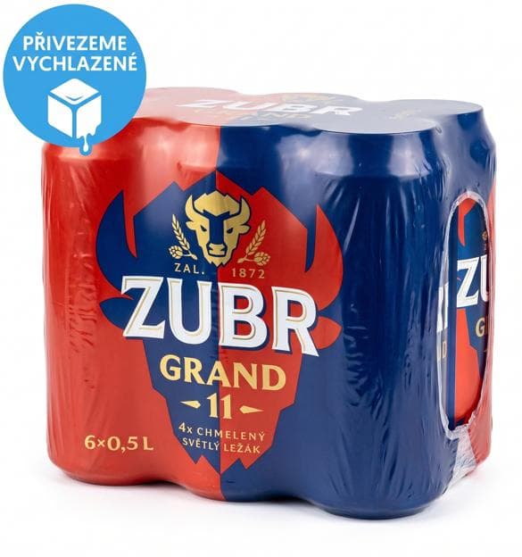 Zubr Grand 11 Světlý ležák plech (6×0,5 l)