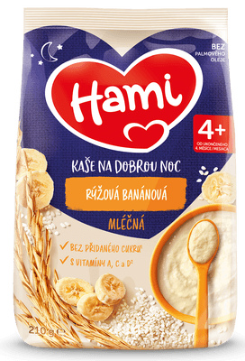 Hami Mléčná rýžová kaše na dobrou noc Banánová