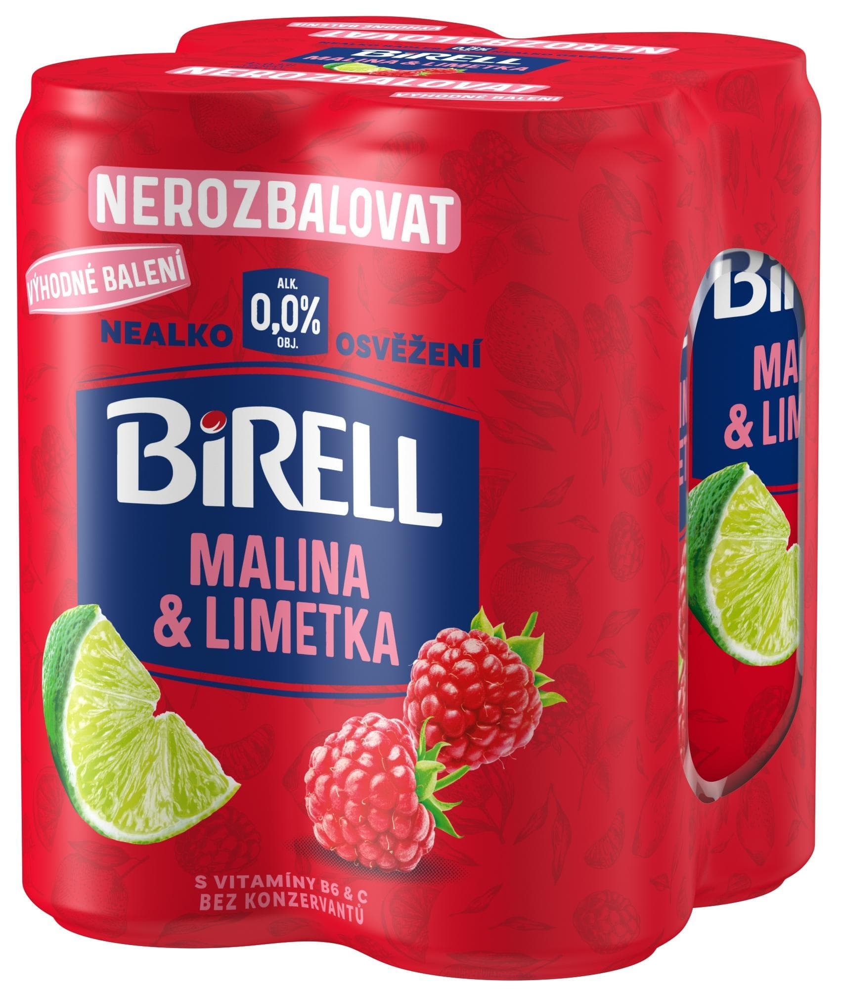 Birell 0. 0 Malina & Limetka nealkoholické pivo 4×0,33 l plech
