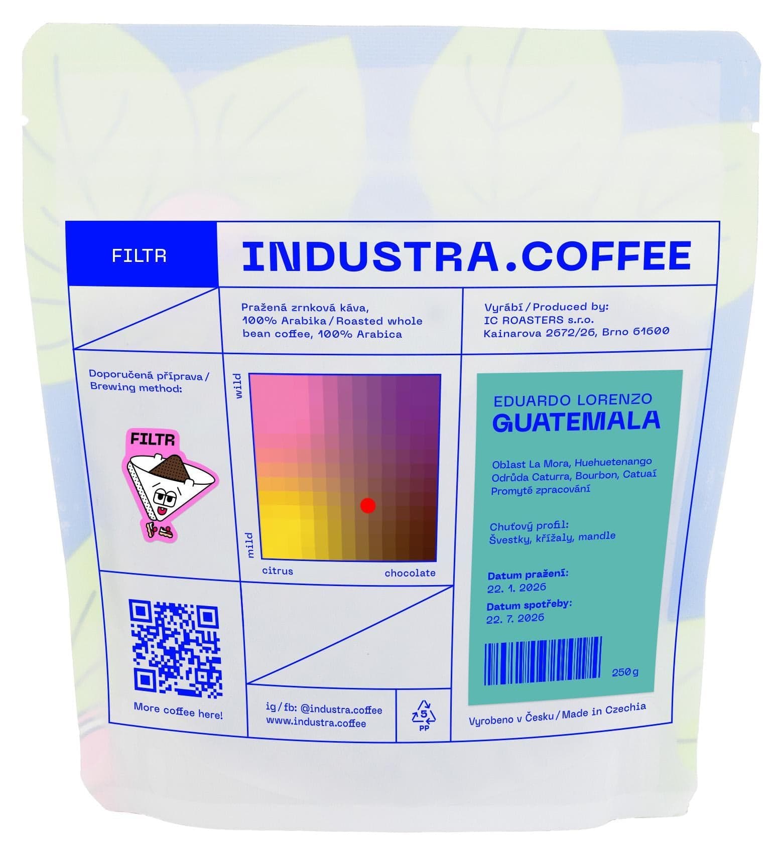 Industra.Coffee Guatemala Eduardo Lorenzo filtr zrnková káva