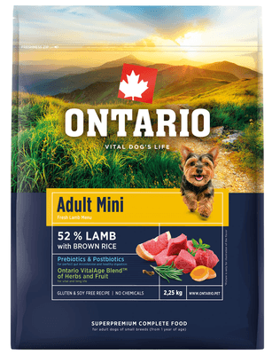 Ontario Krmivo Mini Lamb & Brown Rice pro dospělé psy