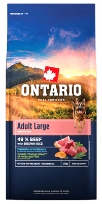 Ontario Krmivo Adult Large Beef & Brown Rice pro psy