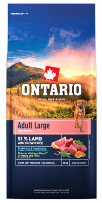 Ontario Krmivo Adult Large Lamb & Brown Rice pro psy