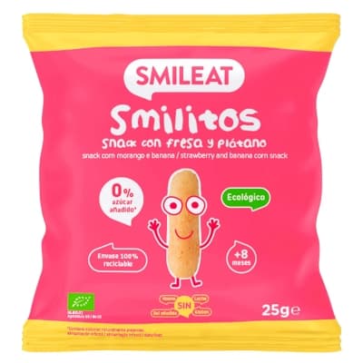 Smileat BIO Kukuřičné křupky banán & jahoda s extra panenským olivovým olejem