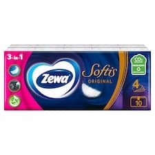 Zewa Softis Original papírové kapesníčky 4 vrstvé 10 x 9 ks