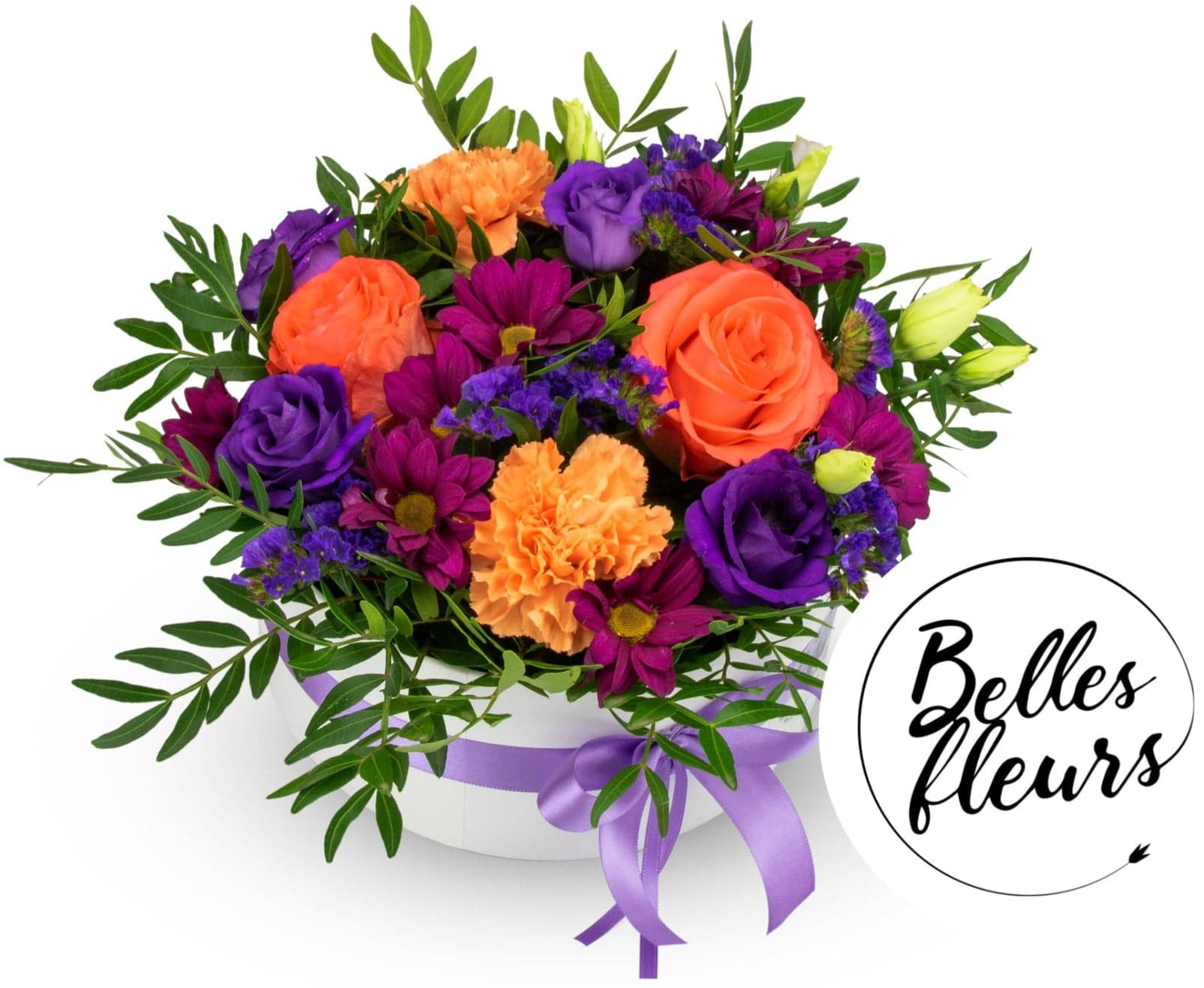 Belles Fleurs Oranžovo-fialový květinový box