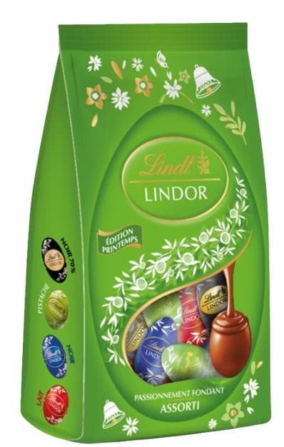 Lindt LINDOR Velikonoční mini vajíčka – zelený mix příchutí čokolád