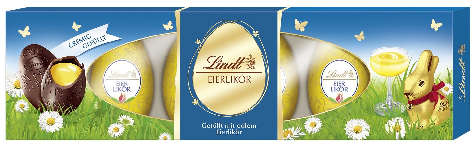 Lindt Velikonoční čokoládová vajíčka plněná vaječným likérem