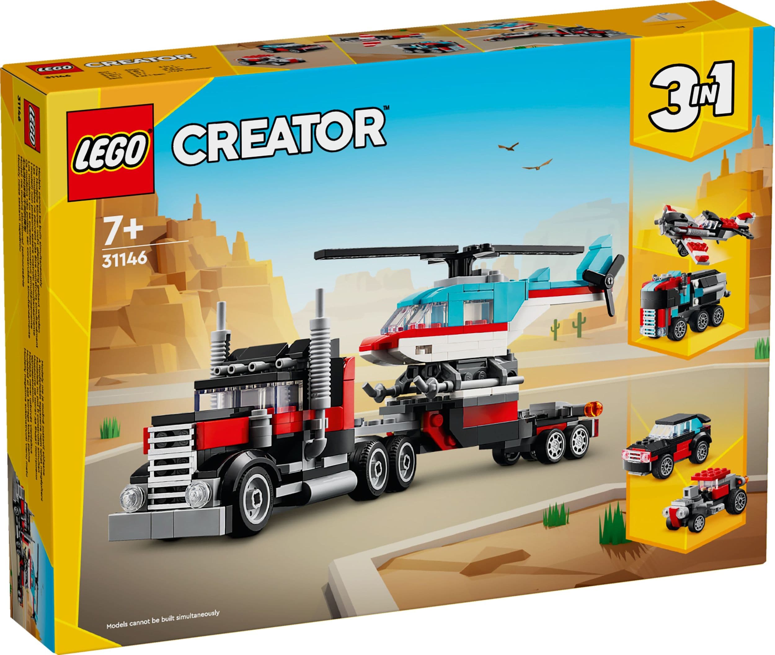 LEGO® Creator 3 v 1 31146 Náklaďák s plochou korbou a helikoptéra