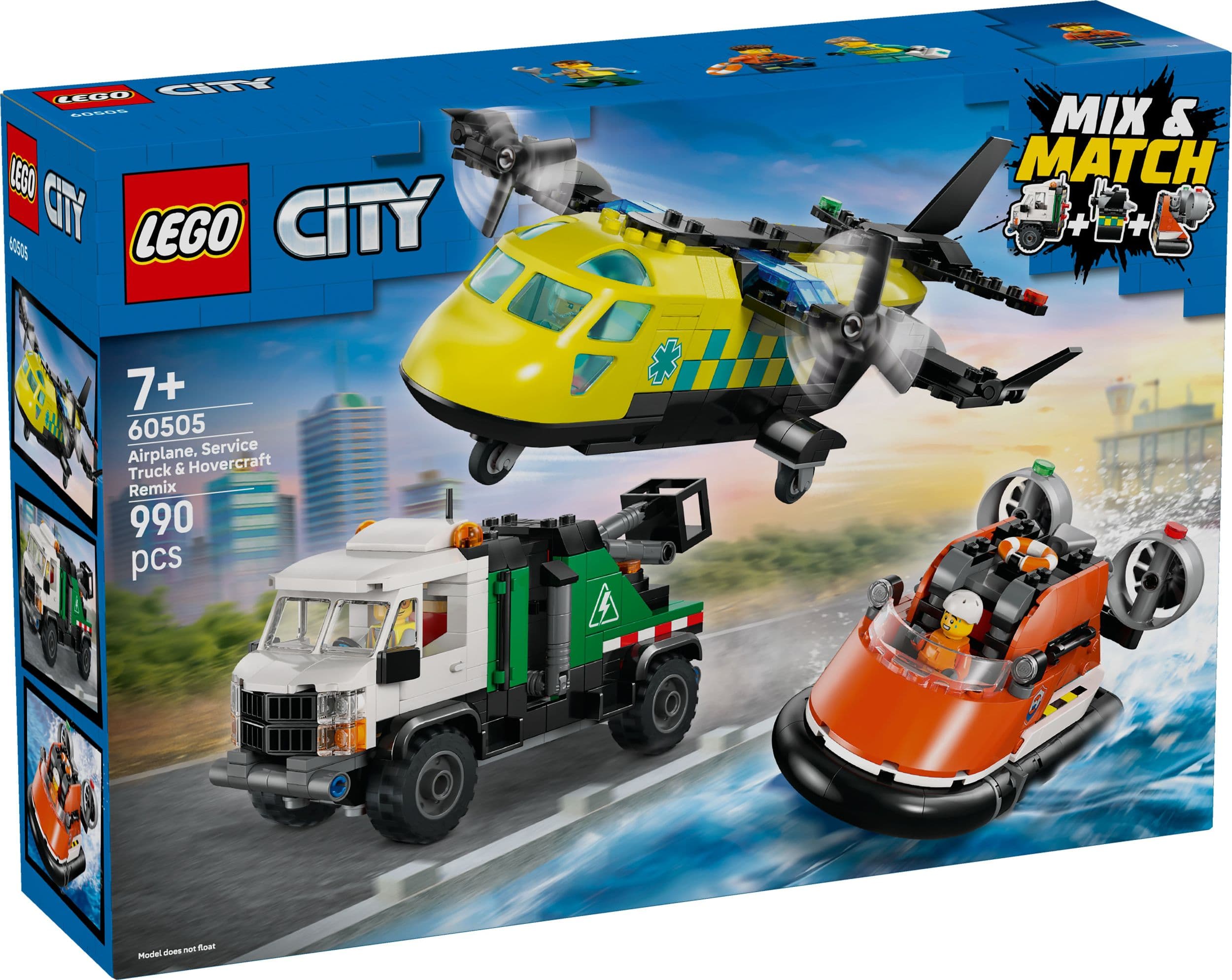 LEGO® City 60505 Remix: Letadlo, servisní vůz a vznášedlo