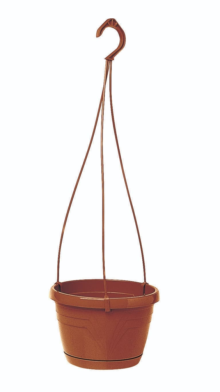 Květník závěsný LOGATO s podmiskou plast terakota d22x16cm
