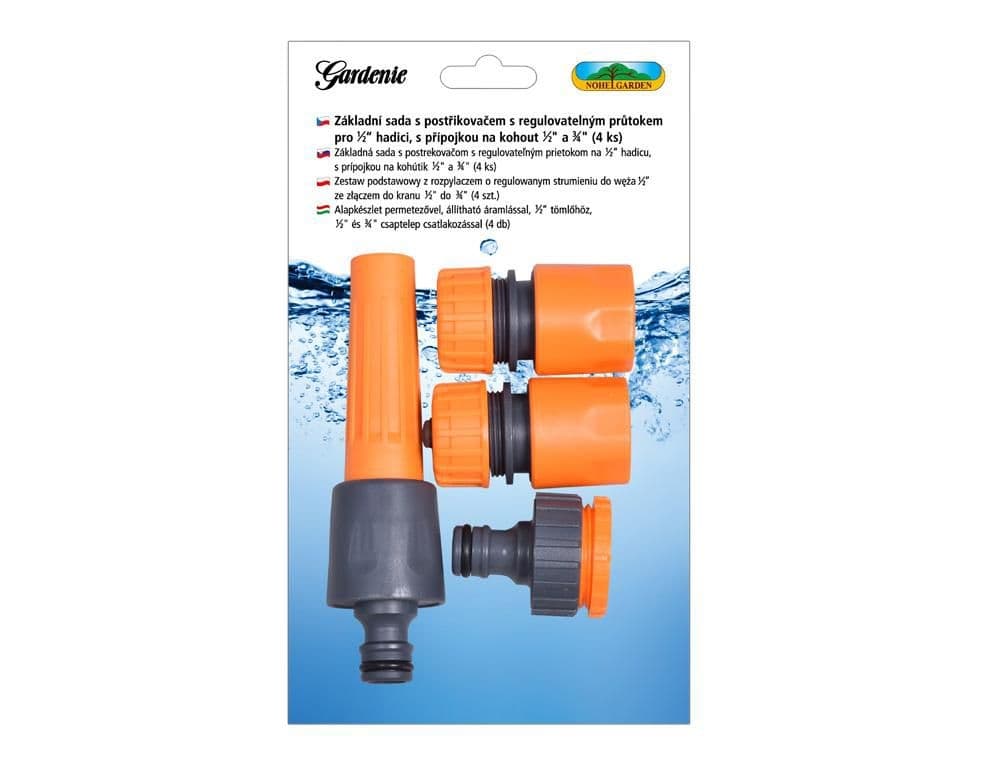 Gardenie Sada pro hadici 1/2 s přípojkou na kohoutek 3/4 a 1, 4ks