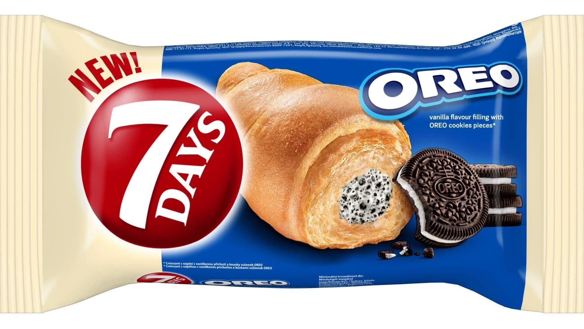 7Days Croissant Oreo s vanilkovým krémem a kousky sušenek