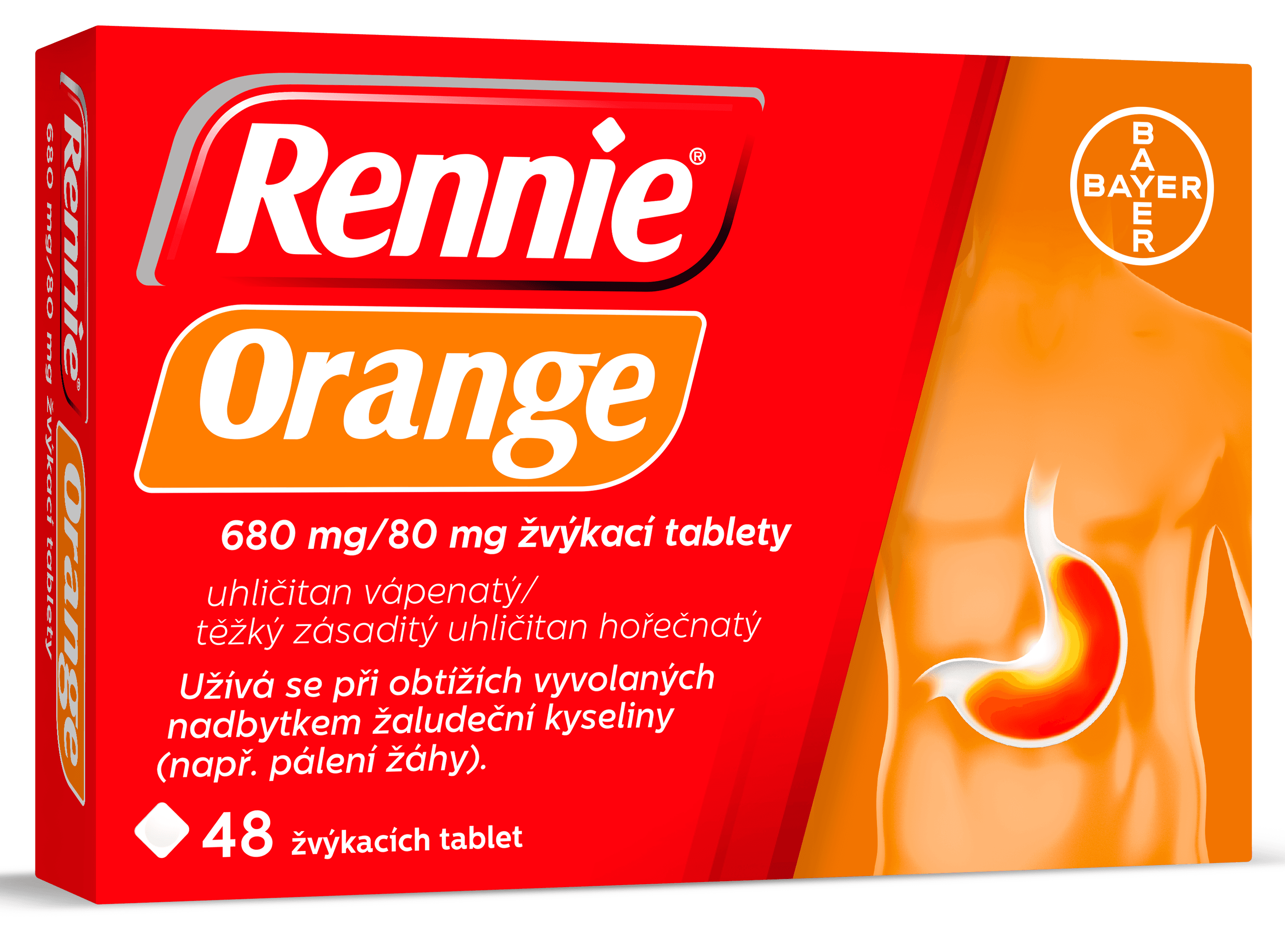 RENNIE ORANGE 680MG/80MG žvýkací tableta 48