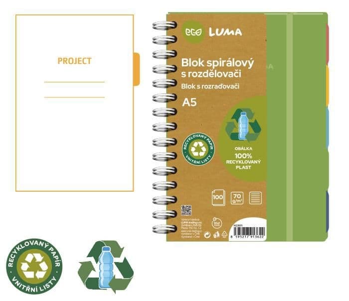 Luma blok spirála A5 s rozdělovači 100l ECO