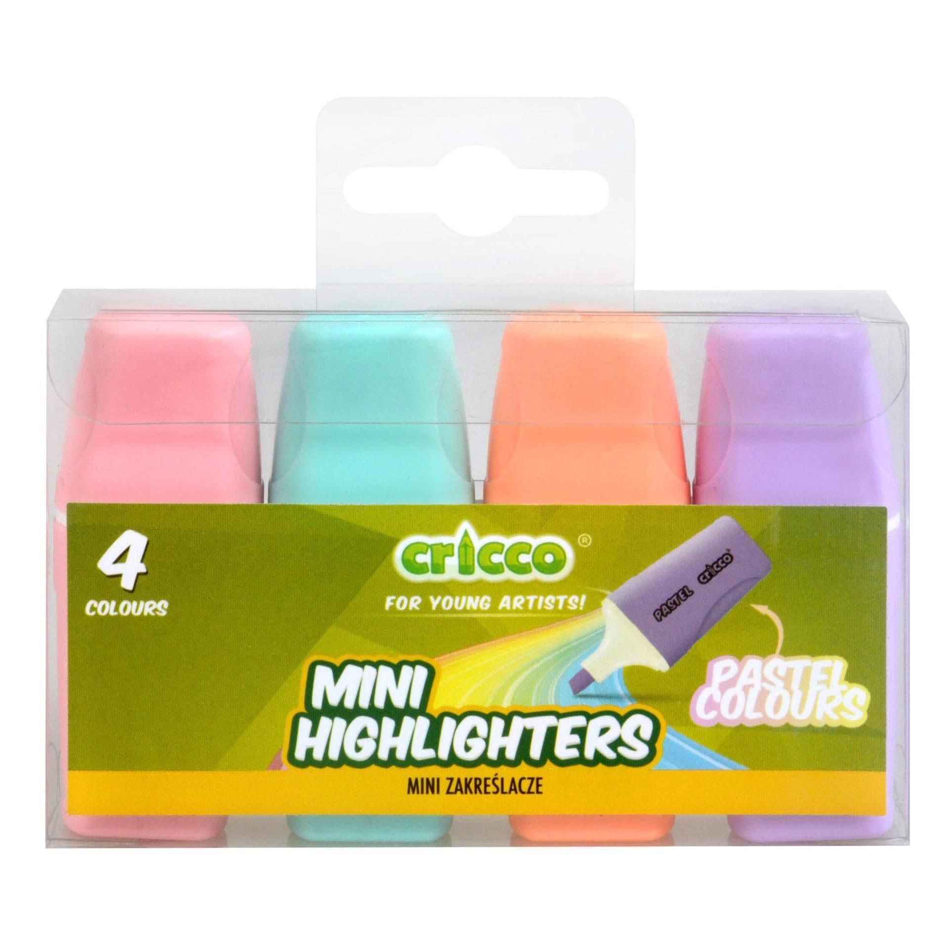 Zvýrazňovač Cricco mini, sada 4 pastelových barev