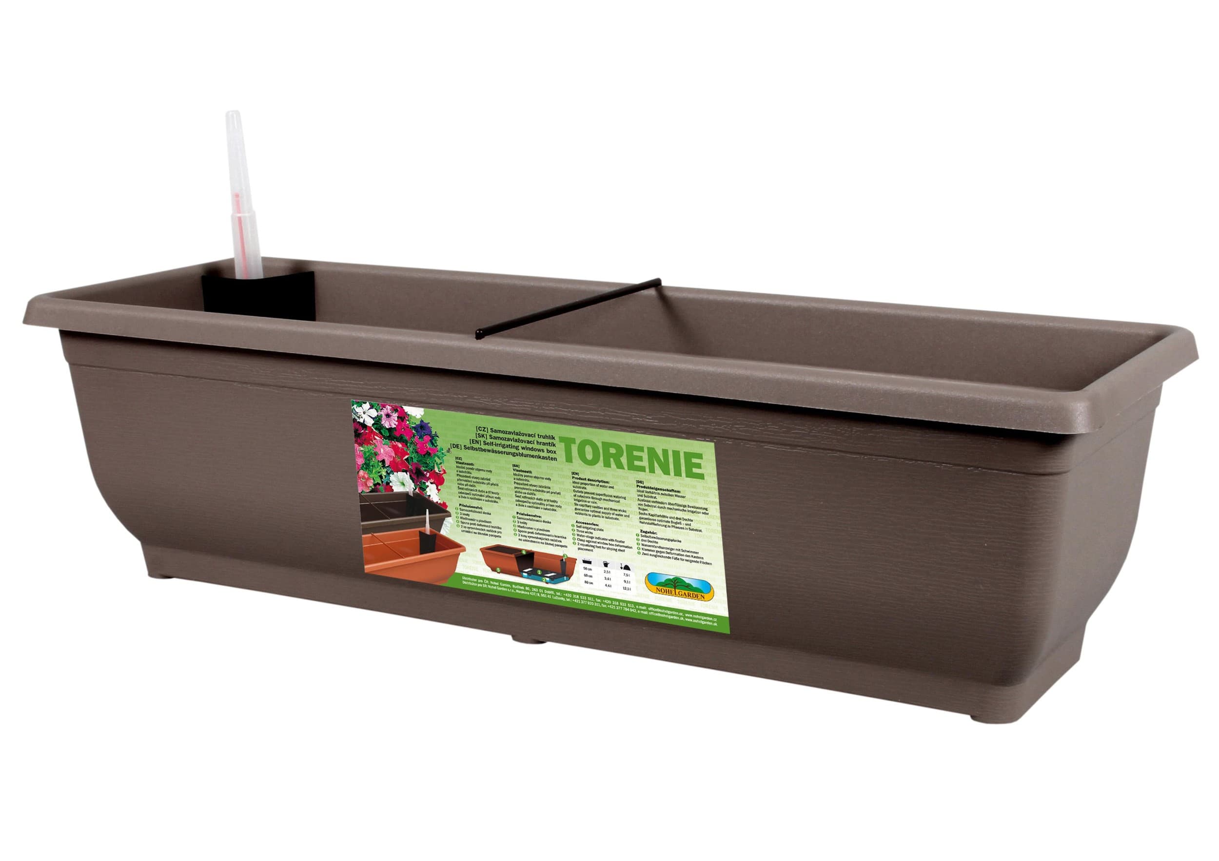 Truhlík Samozavlažovací Torenie 50cm hnědo-šedá
