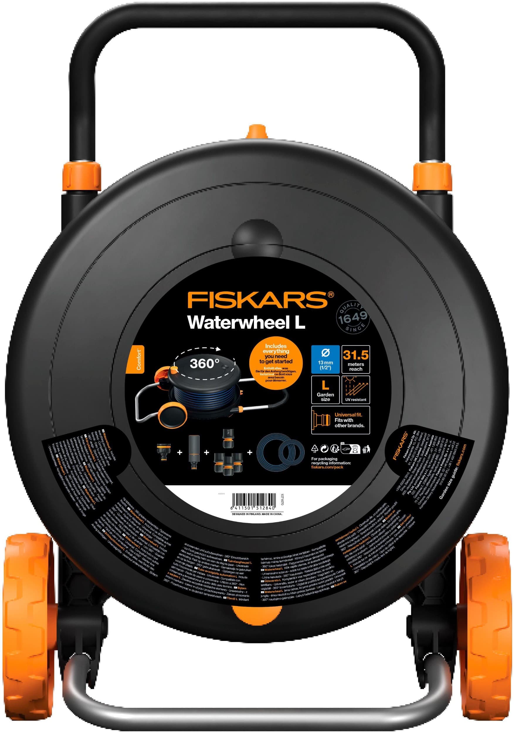 Vozík FISKARS s bubnem+hadice L 13mm 1/2 31,5 m 1023644
