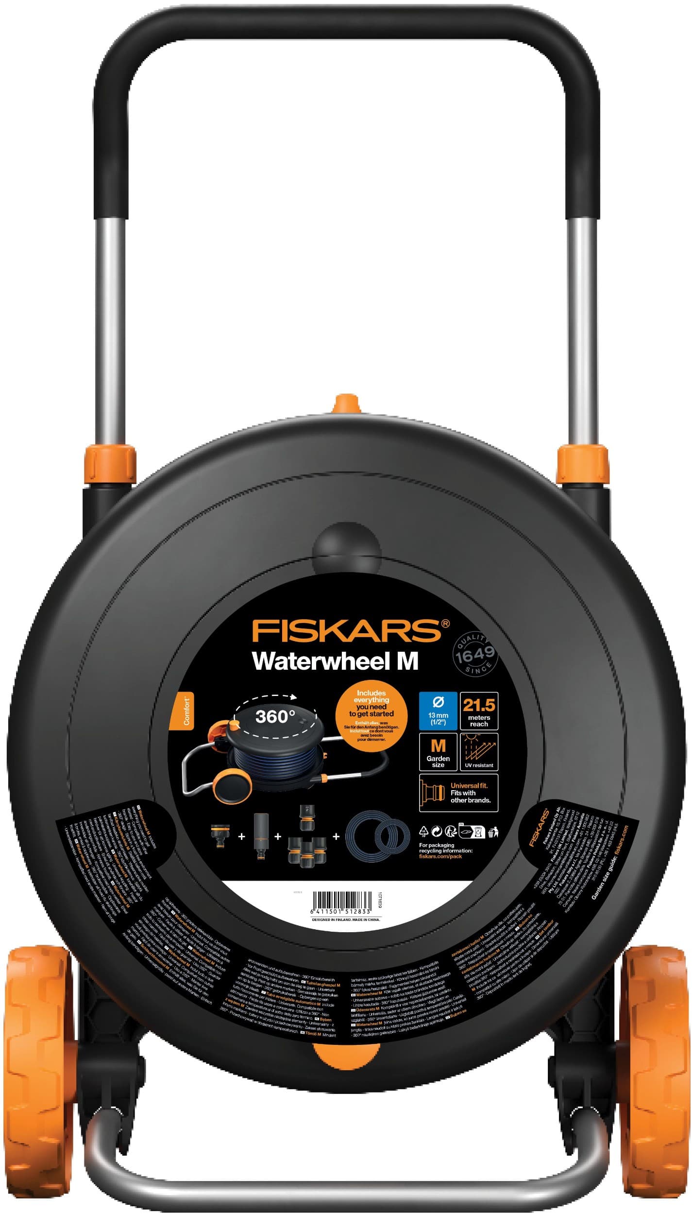 Vozík FISKARS s bubnem+hadice M 13mm 1/2 21,5m 1023643