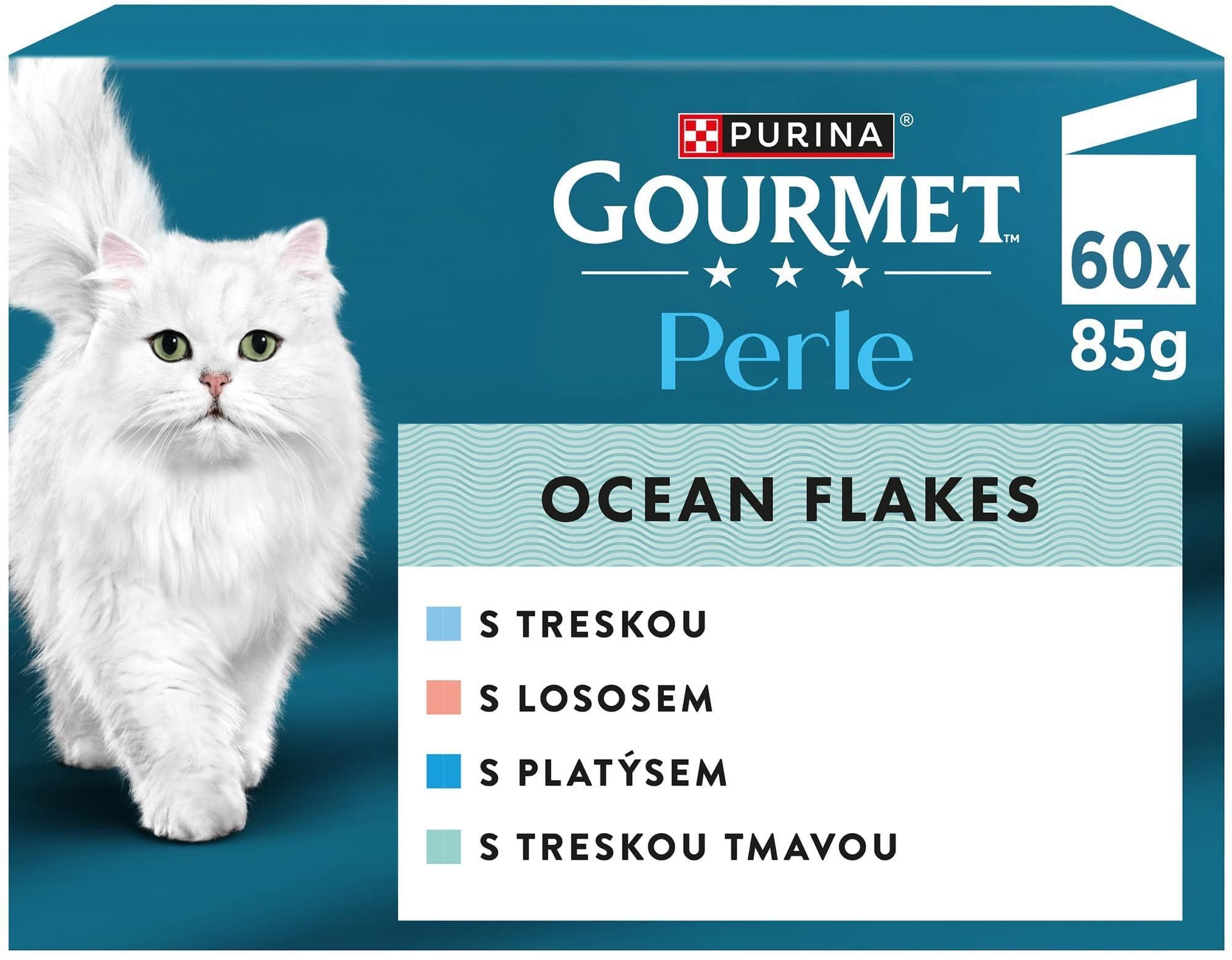 Gourmet Perle kapsičky pro kočky losos, treska, platýs, treska tmavá 60×85 g