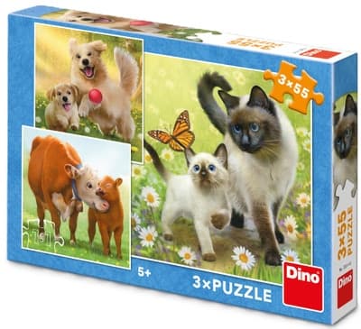 Dino Toys Rodinka puzzle, 3x 55 dílků