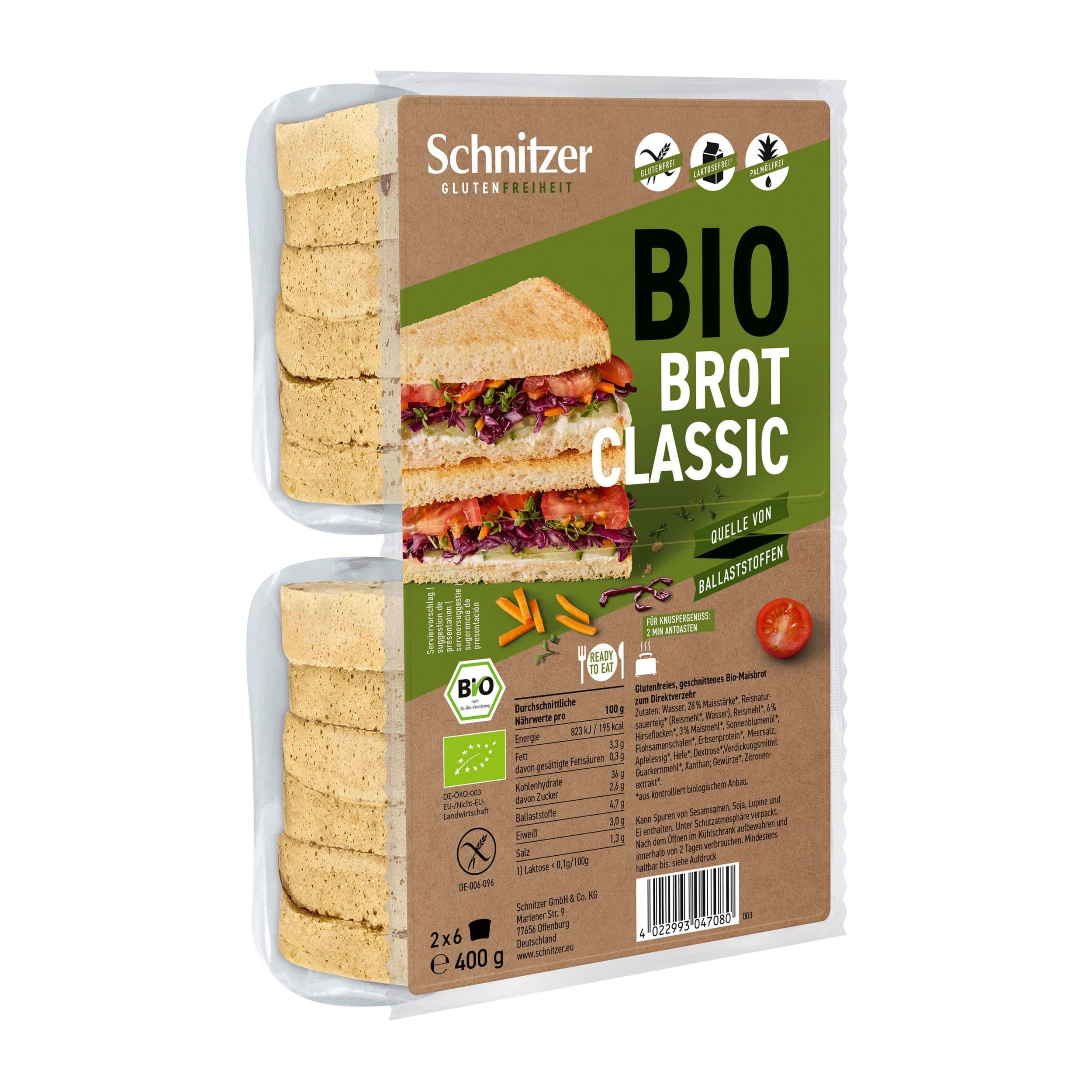Schnitzer Chléb toustový klasik BIO bezlepkový 400g