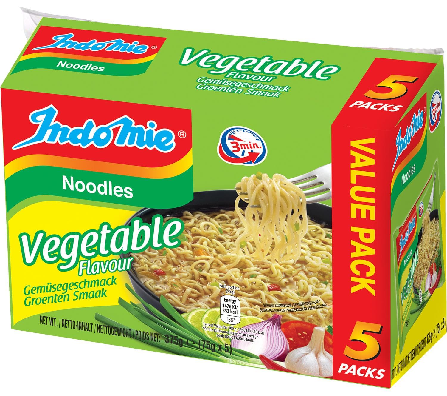 Indomie Instantní nudle zeleninové (5×75 g)