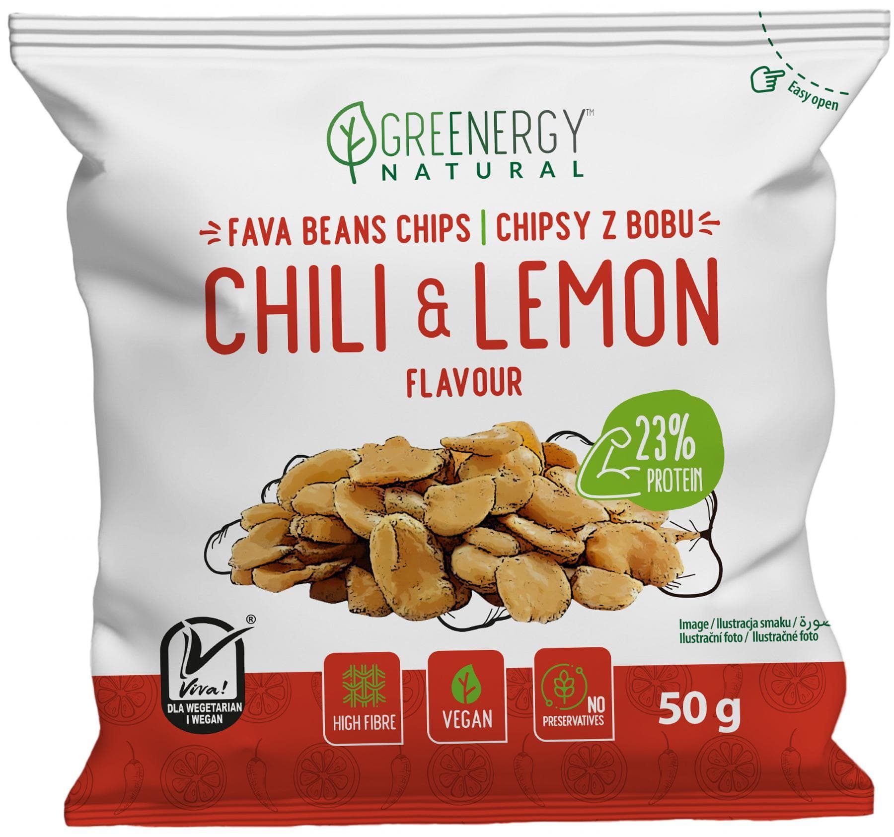 Greenergy Chipsy z fava bobů Chilli Lemon