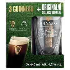 Guinness Draught Stout pivo 3 x 440ml + sklenice