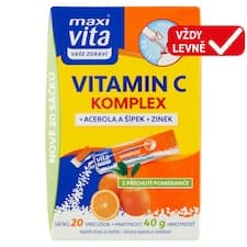 Maxi Vita Vaše Zdraví Vitamin C komplex + acerola a šípek + zinek s příchutí pomeranče 20 sáčků 40g