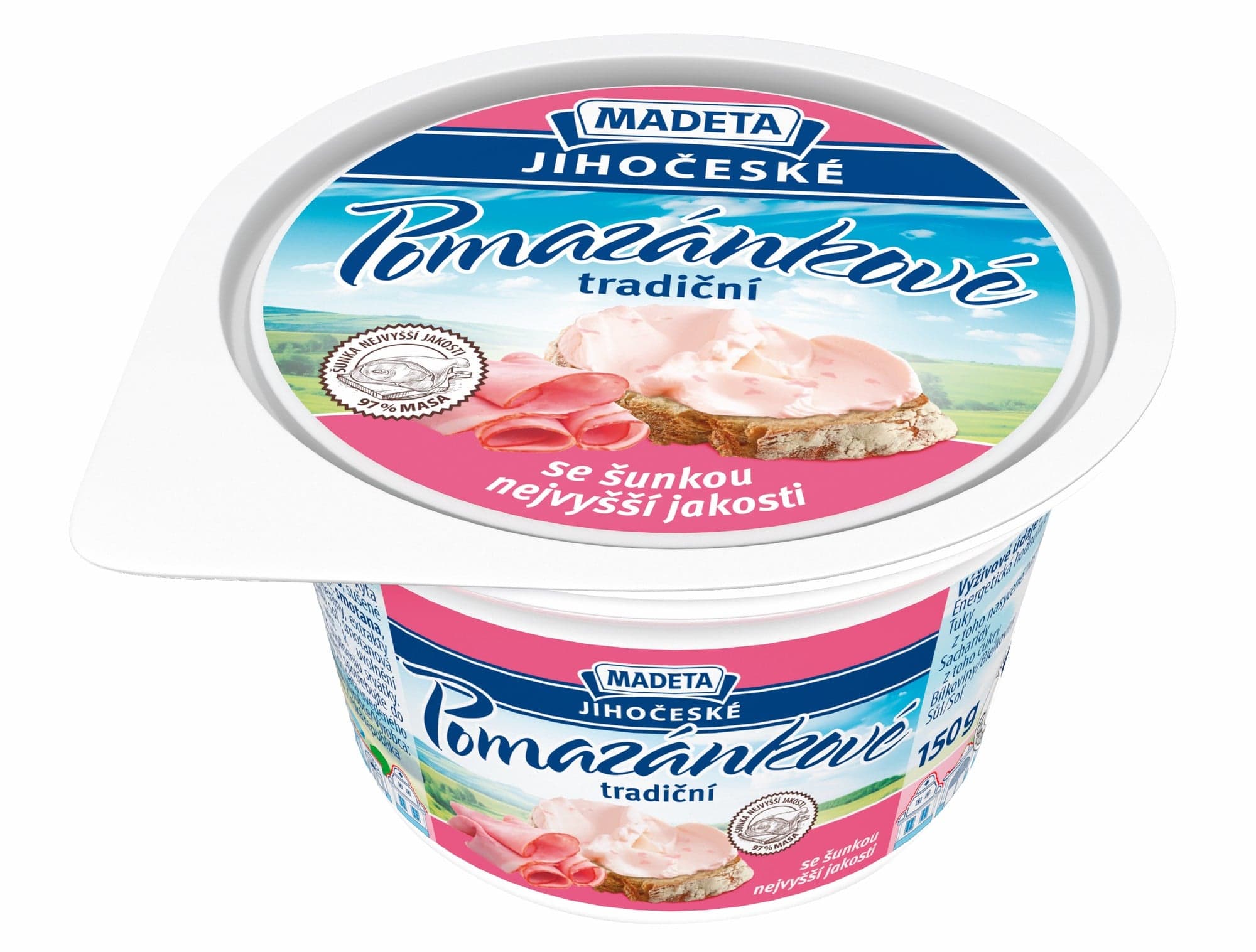 Madeta Jihočeské pomazánkové máslo tradiční šunka