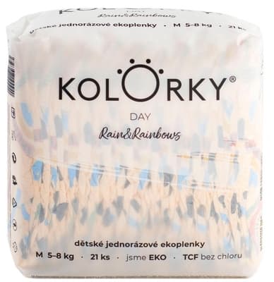 Kolorky Day Jednorázové eko plenky déšť a duhy M (5-8 kg)