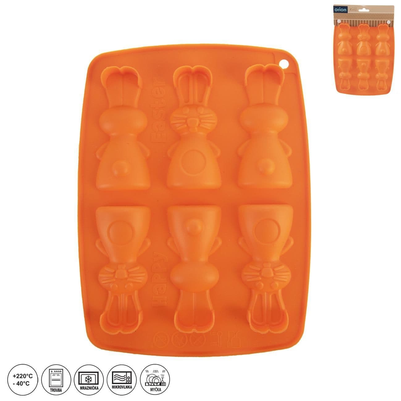 Orion Forma silikon čokoláda zajíčci 6 oranžová