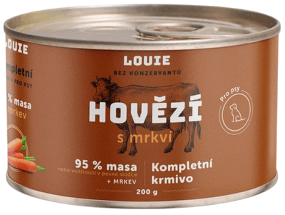 Louie Hovězí konzerva s mrkví, vitamíny a minerály pro psy