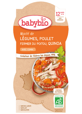 BabyBio BIO Zelenina s kuřetem a quinoa 2x200g