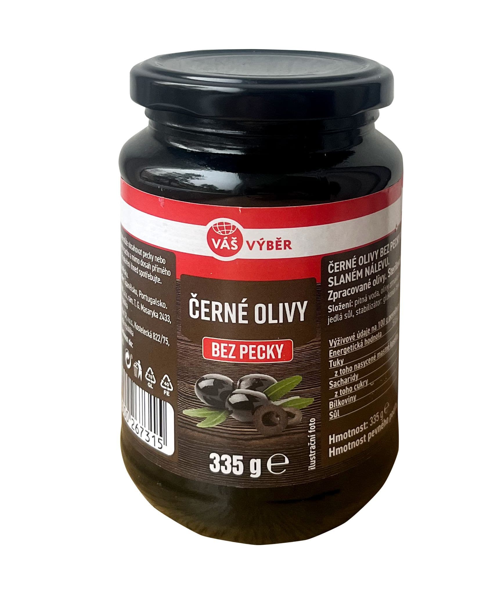 Váš Výběr Černé olivy bez pecky 335g