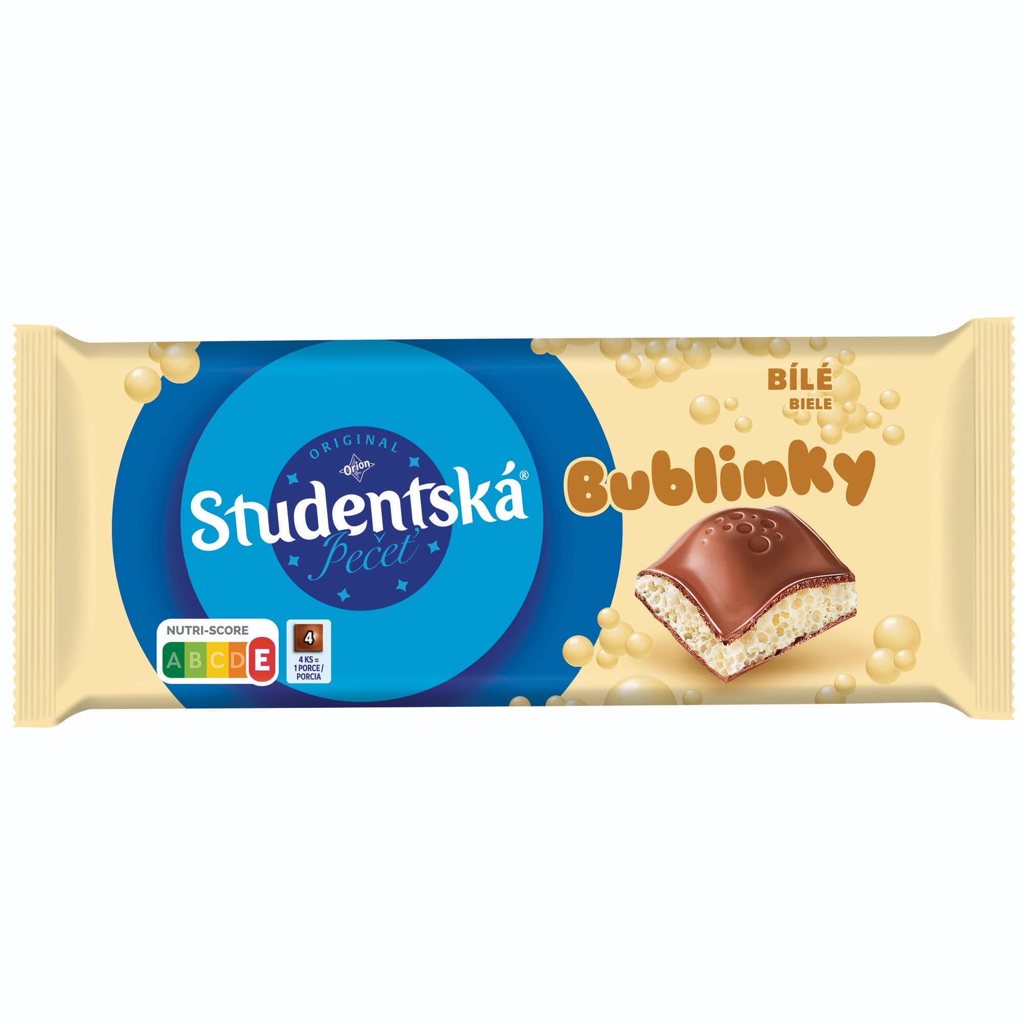 Orion Studentská pečeť Bublinky Mléčná a Bílá čokoláda 90g